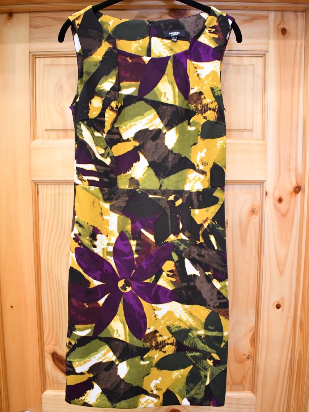 Premise Multicolor Abstract Floral Shift Dress Yellow Purple & Olive 4